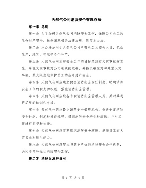 天然气公司消防安全管理办法