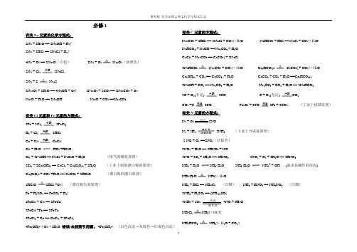鲁科版化学必修1和2——方程式汇总