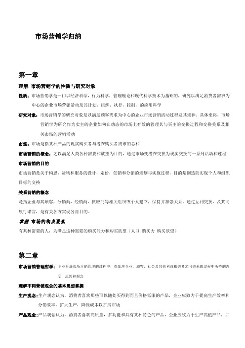 市场营销学知识点总结