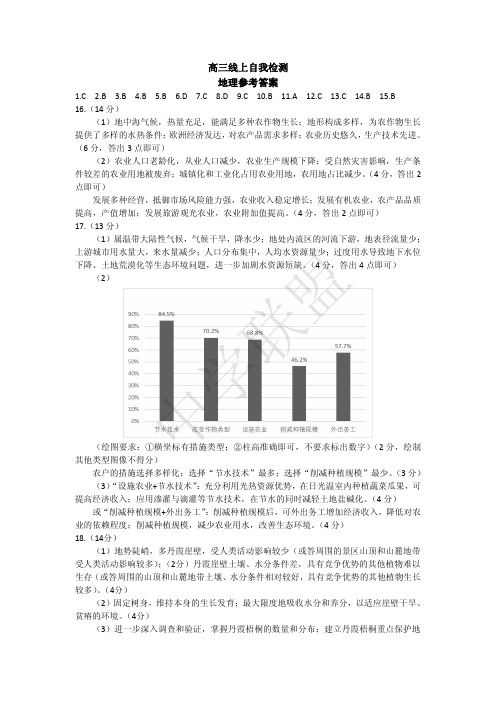 济宁市2020届3月高三模拟检测地理答案