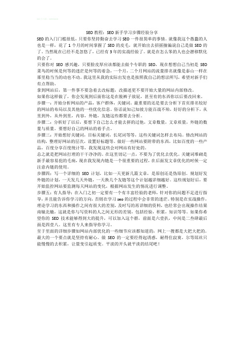 SEO教程：SEO新手学习步骤经验分享