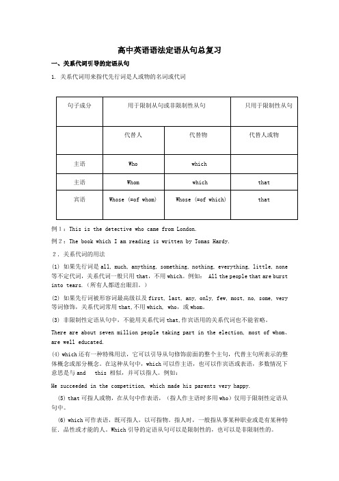 高中英语语法定语从句总复习