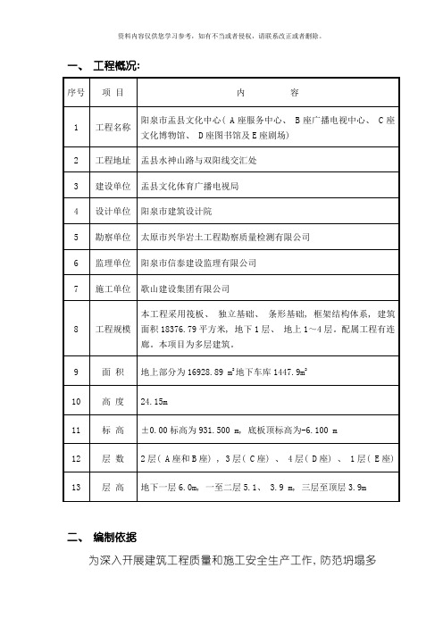 防坍塌专项施工方案模板