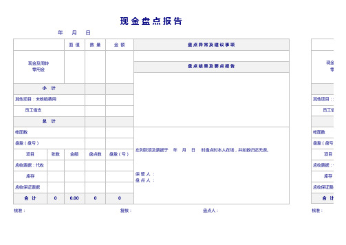 现金盘点报告表excel模版