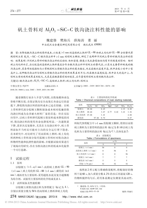 矾土骨料对Al_2O_3_SiC_C铁沟浇注料性能的影响_魏建修