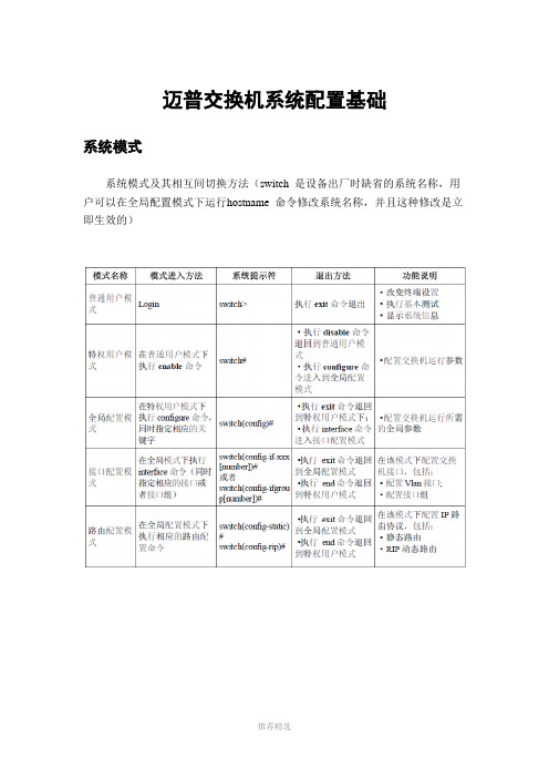 迈普交换机系统配置基础