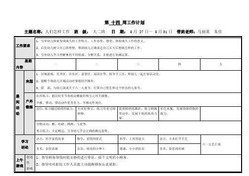 第十四周工作计划