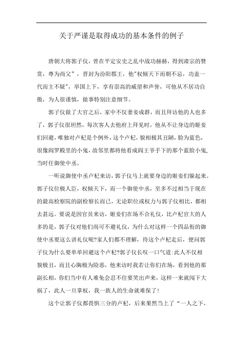 关于严谨是取得成功的基本条件的例子