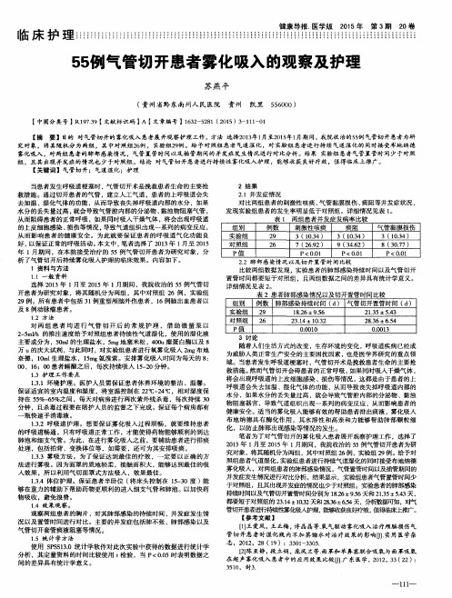 55例气管切开患者雾化吸入的观察及护理