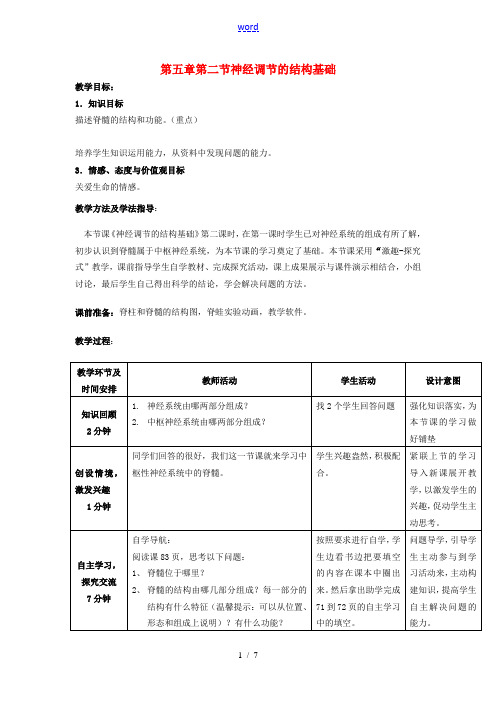 七年级生物下册 3.5.2 神经调节的结构基础教案3 济南版