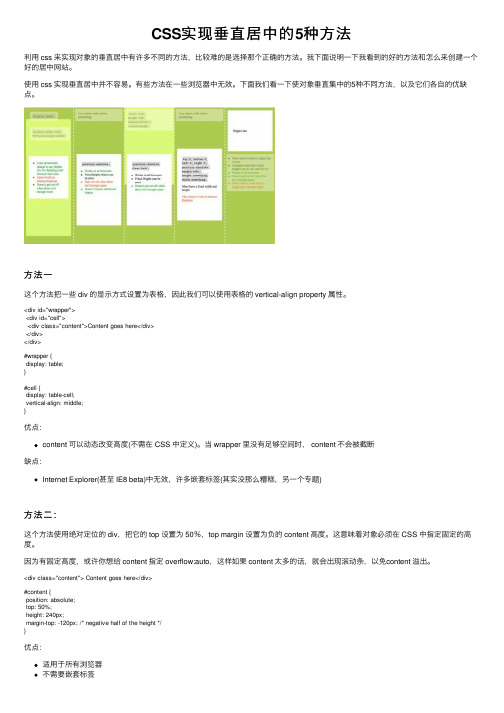 CSS实现垂直居中的5种方法