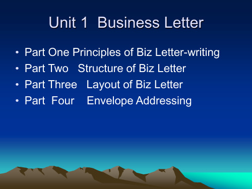 Unit 1-2 Biz letter & Establishing Biz Relations