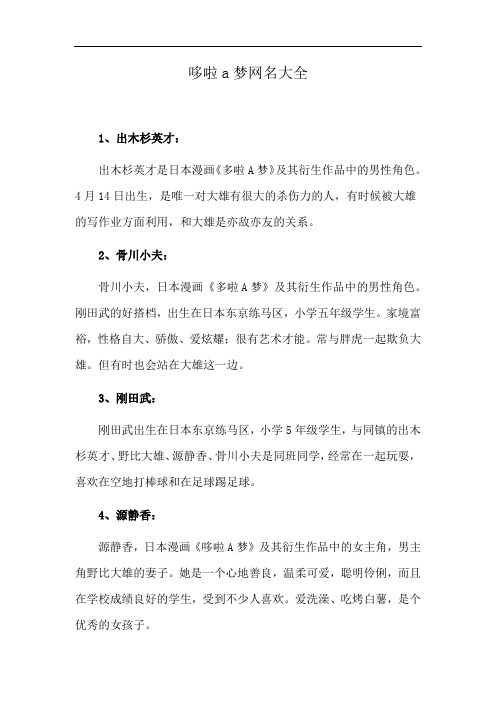 哆啦a梦网名大全