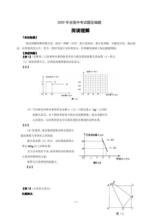 2009年全国中考压轴题阅读理解