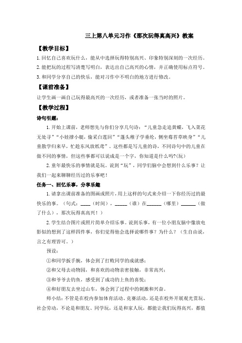 统编版三上第八单元习作《那次玩得真高兴》教案