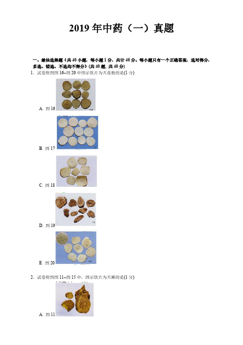 2019年中药(一)真题 及解析