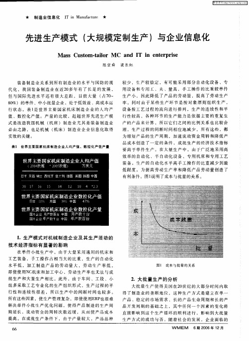 先进生产模式(大规模定制生产)与企业信息化