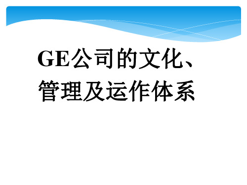 通用公司管理：GE的文化、管理及运作体系