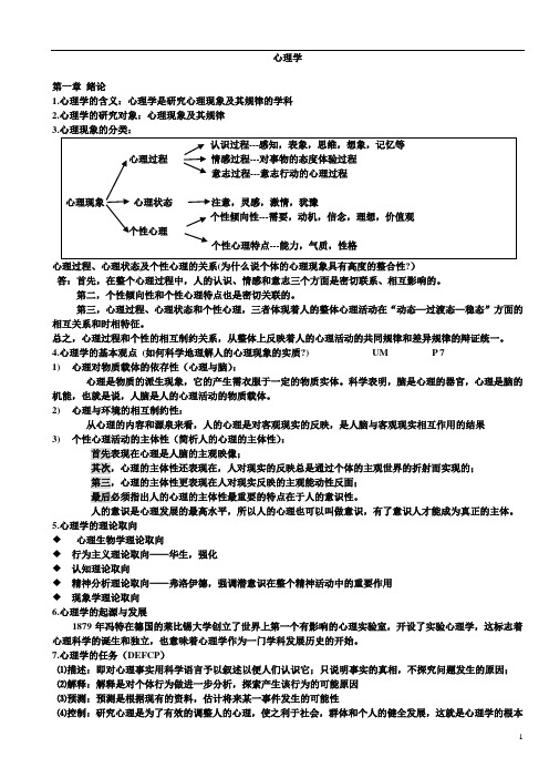 心理学复习资料(姚先本)