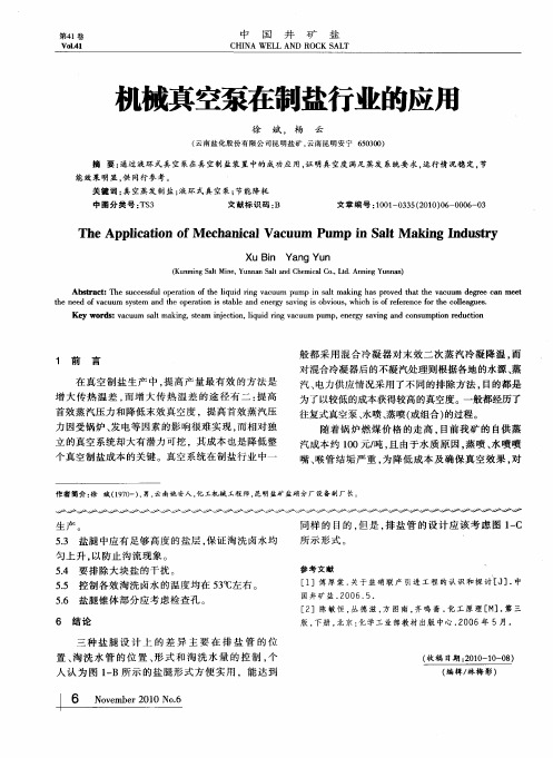 机械真空泵在制盐行业的应用