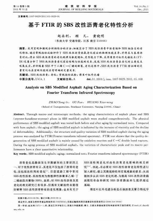 基于FTIR的SBS改性沥青老化特性分析