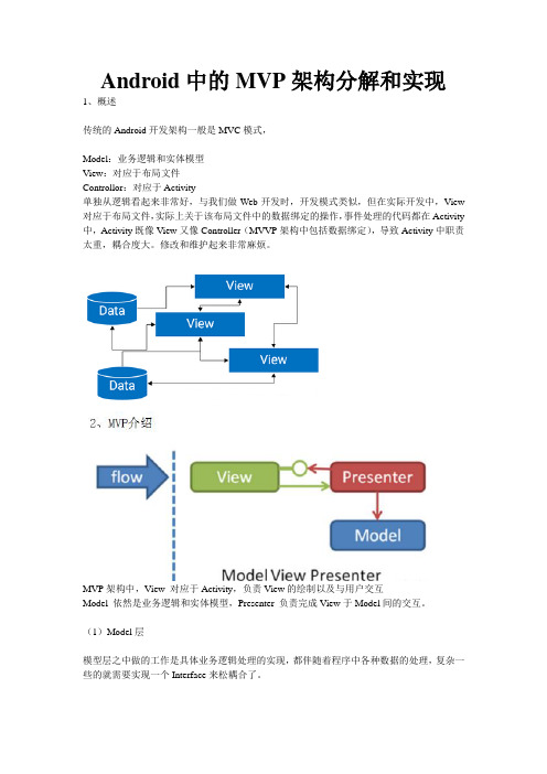 Android中的MVP架构分解和实现