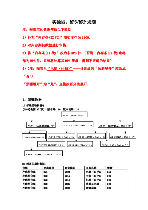 实验四 MPS和MRP规划资料