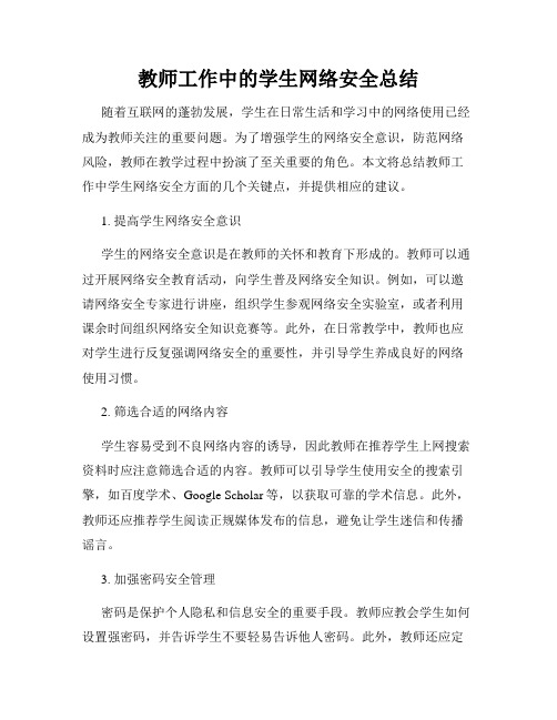 教师工作中的学生网络安全总结