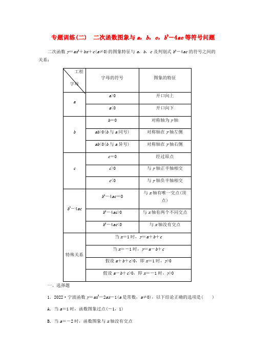 年秋九年级数学上册第章二次函数专题训练(二)二次函数图象与abcb-ac等符号问题试题新版浙教版