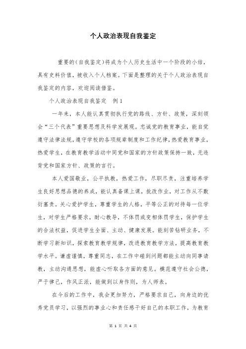 个人政治表现自我鉴定