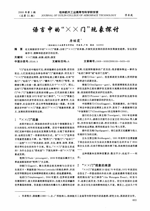 语言中的“××门”现象探讨