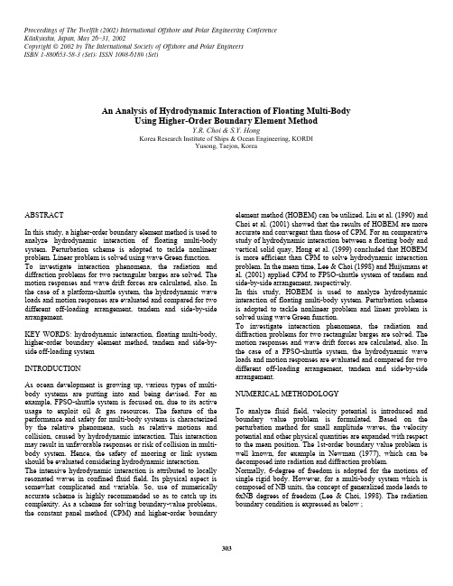 An Analysis of Hydrodynamic Interaction of Floating Multi-Body Using Higher-Order BEM