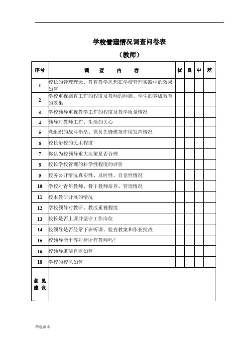 学校管理情况问卷调查表