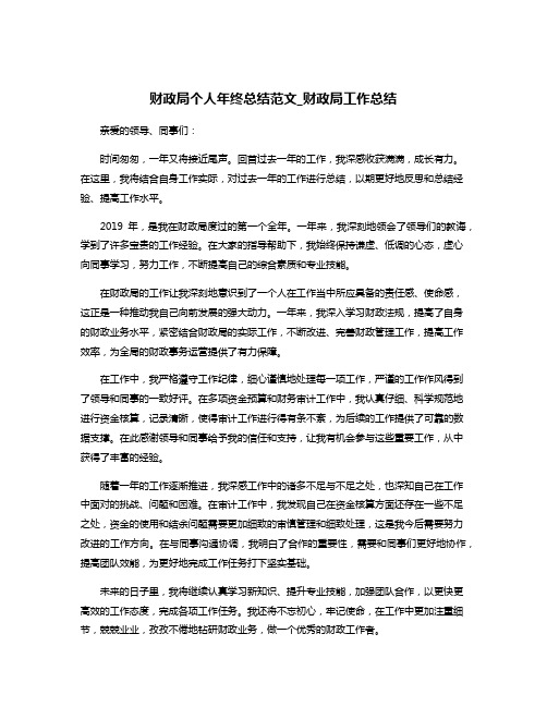 财政局个人年终总结范文_财政局工作总结