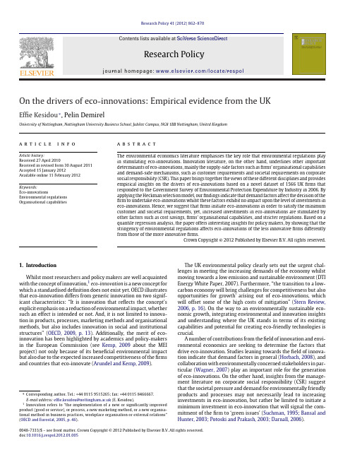 On the drivers of eco-innovations_ Empirical evidence from the UK