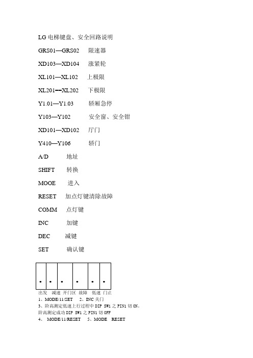 LG电梯键盘、安全回路说明