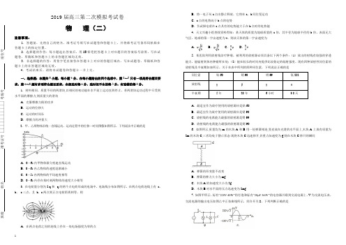 吉林省辽源高中2019届高三第二次模拟考试卷物理Word版含答案