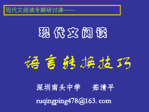 现代文阅读公开课：语言转换技巧(2011-5-5于南中)