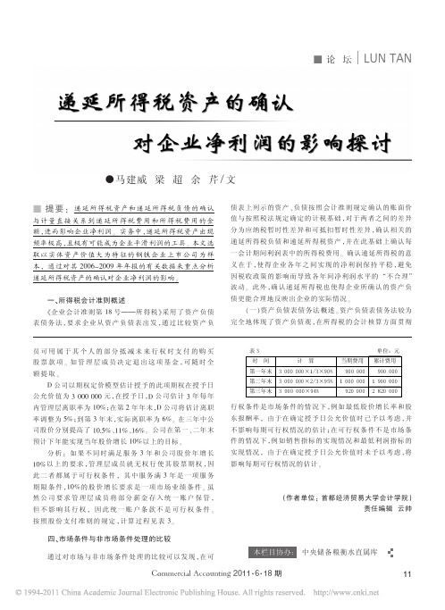 递延所得税资产的确认对企业净利润的影响探讨