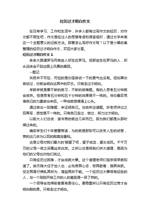 经历过才明白作文2篇