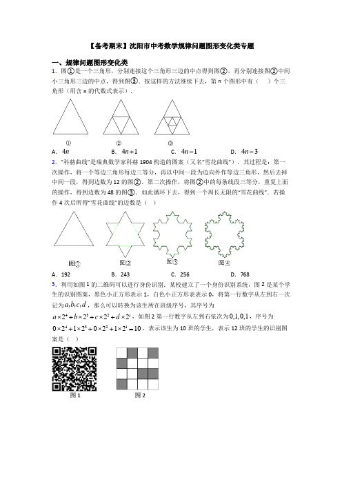 【备考期末】沈阳市中考数学规律问题图形变化类专题