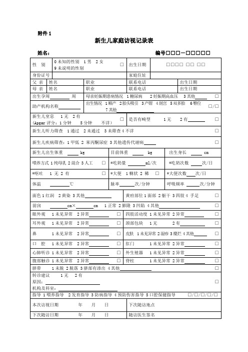 6岁儿童体检表样表