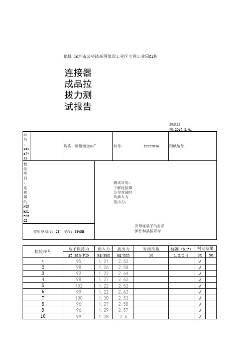 拉拔力测试报告