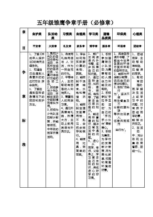 五年级雏鹰争章章