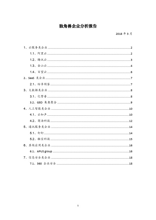 独角兽企业分析报告