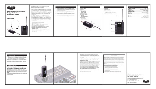 CAD Audio WX55数字频率敏感身体包无线麦克风系统用户指南说明书