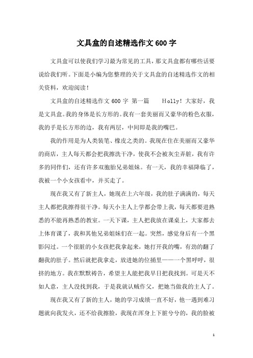 文具盒的自述精选作文600字