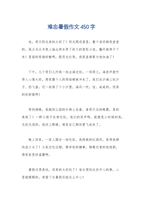 难忘暑假作文450字