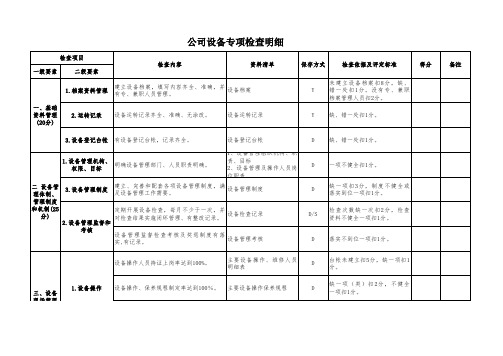 设备专项检查明细表