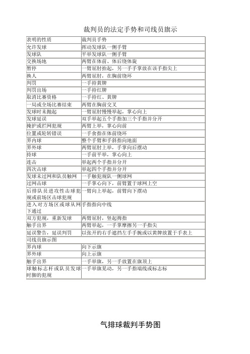 气排球裁判手势